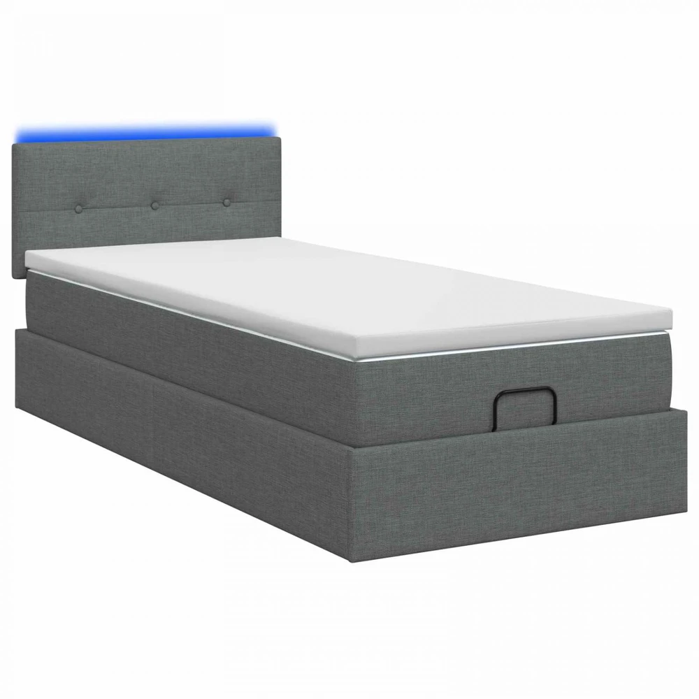Otmana lova su matracsu ir LED Tamsiai pilka 100 x 200 cm