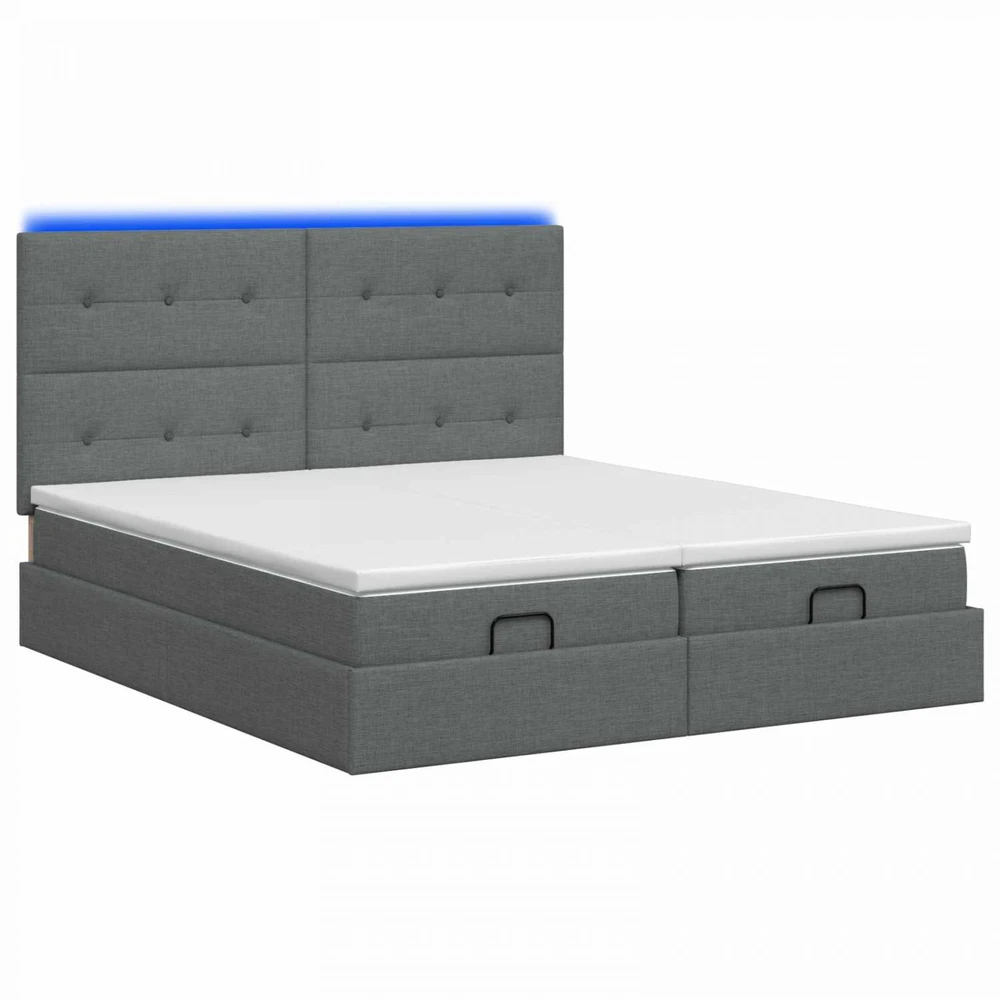 Otmana lova su matracsu ir LED Tamsiai pilka 200 x 200 cm