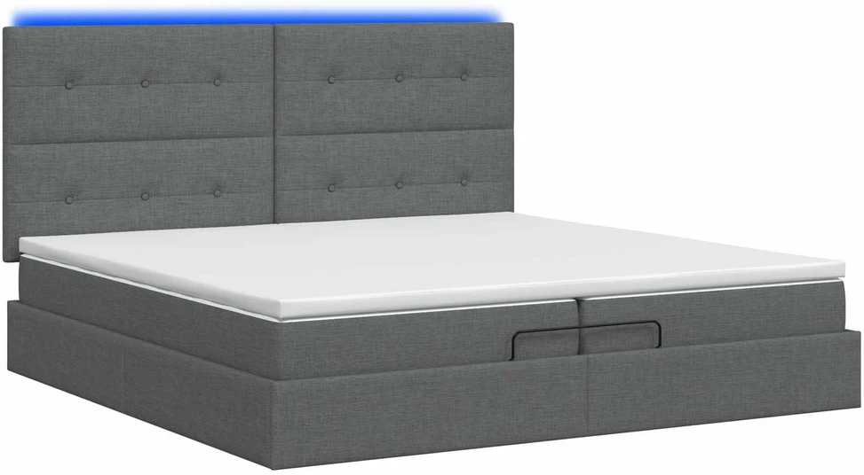 Otmana lova su matracsu ir LED Tamsiai pilka 200 x 200 cm