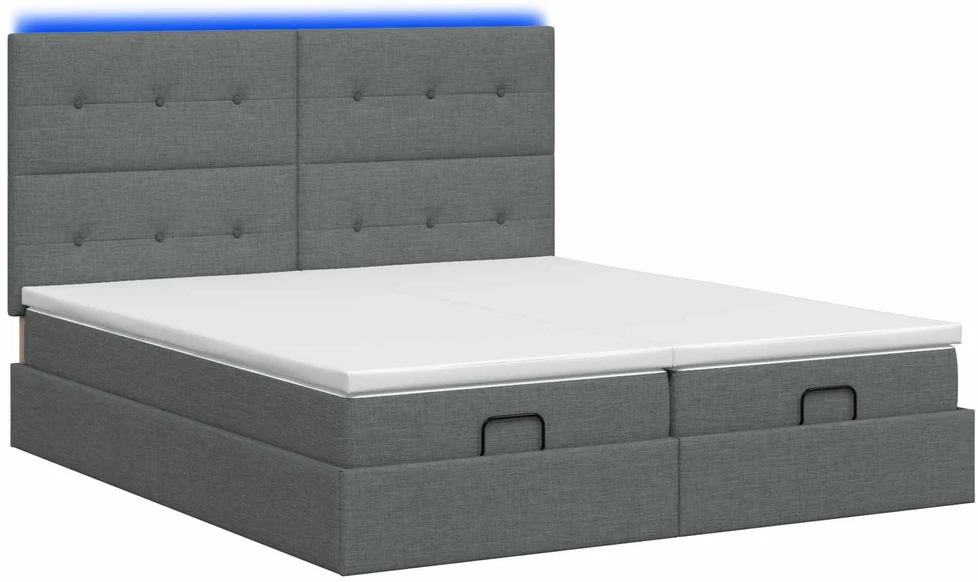 Otmana lova su matracsu ir LED Tamsiai pilka 160 x 200 cm