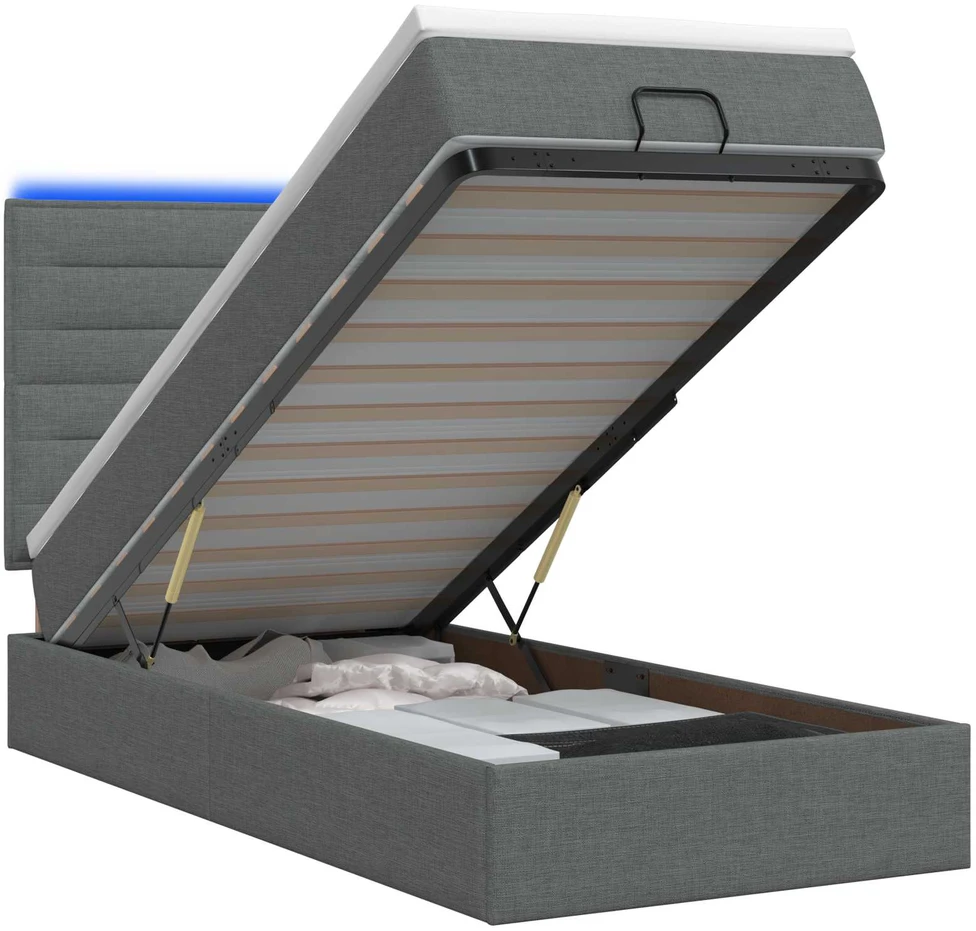 Otmana lova su matracsu ir LED Tamsiai pilka 80 x 200 cm