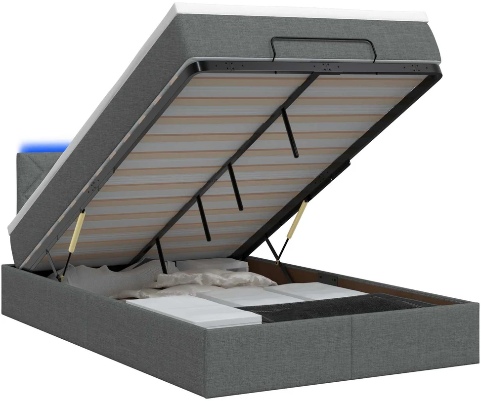 Otmana lova su matracsu ir LED Tamsiai pilka 120 x 190 cm