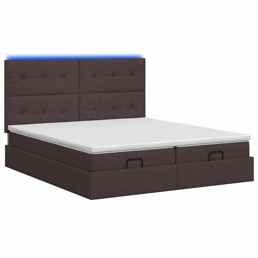Otmana lova su matracsu ir LED Tamsiai rudas 200 x 200 cm