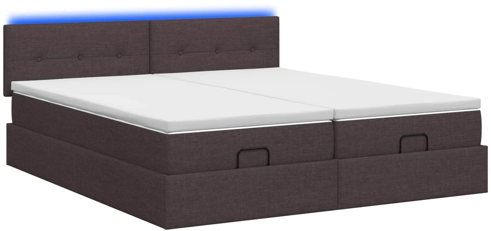 Otmana lova su matracsu ir LED Tamsiai rudas 160 x 200 cm