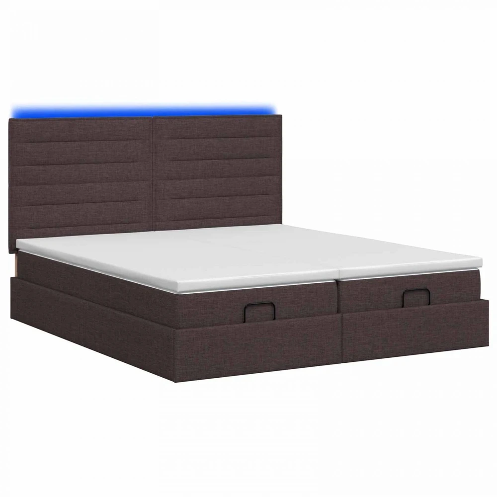 Otmana lova su matracsu ir LED Tamsiai rudas 200 x 200 cm