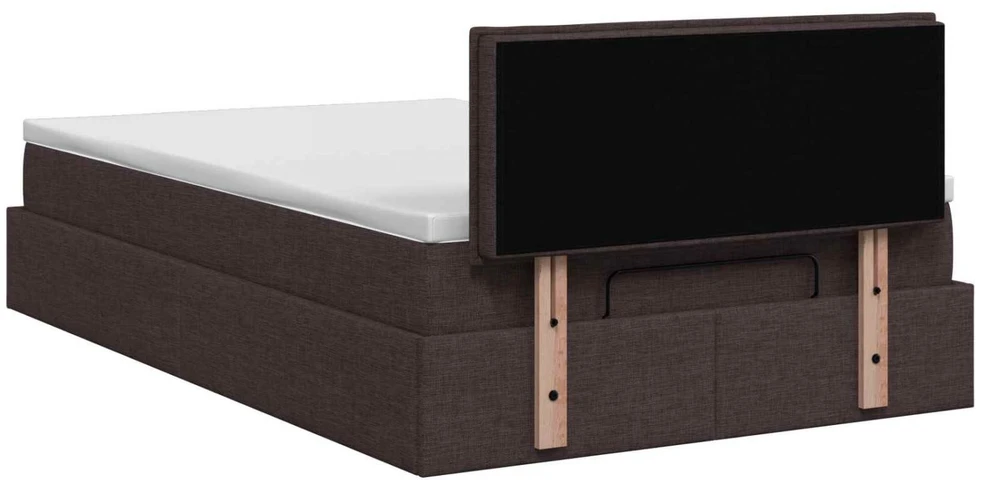 Otmana lova su matracsu ir LED Tamsiai rudas 120 x 190 cm