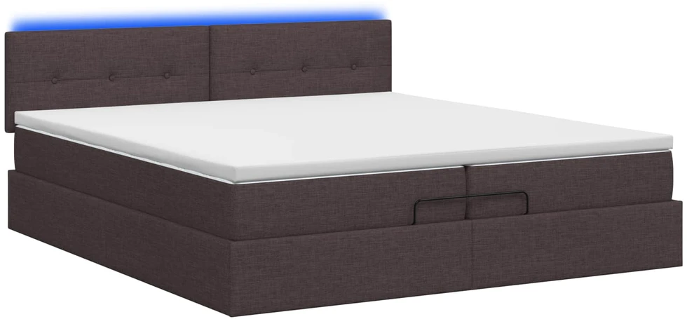 Otmana lova su matracsu ir LED Tamsiai rudas 200 x 200 cm