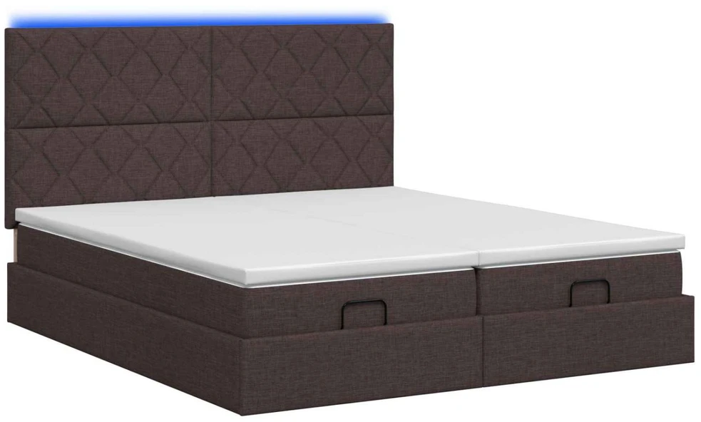 Otmana lova su matracsu ir LED Tamsiai rudas 200 x 200 cm