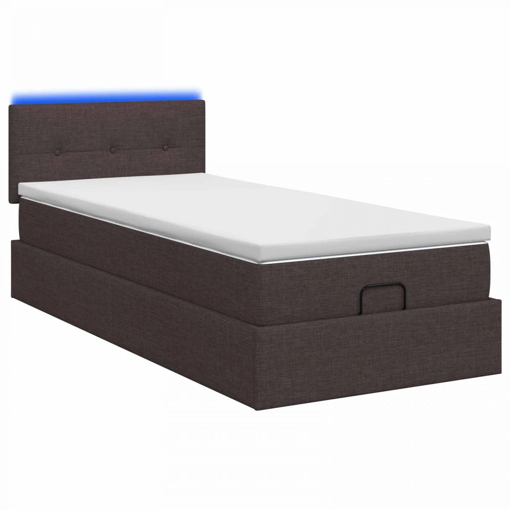 Otmana lova su matracsu ir LED Tamsiai rudas 80 x 200 cm