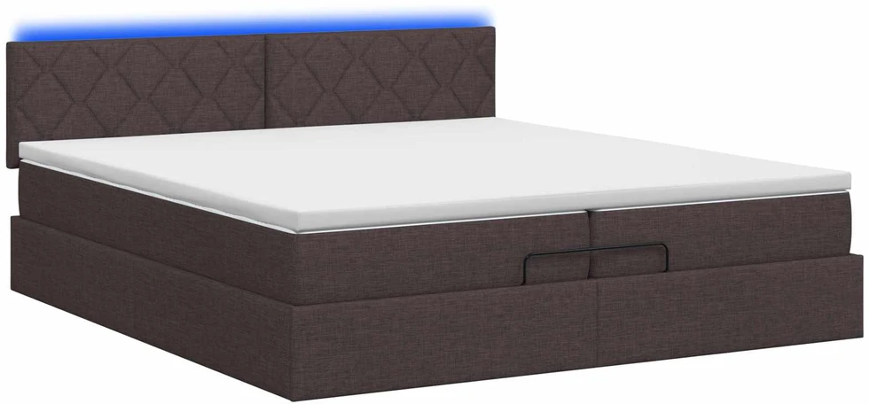 Otmana lova su matracsu ir LED Tamsiai rudas 200 x 200 cm