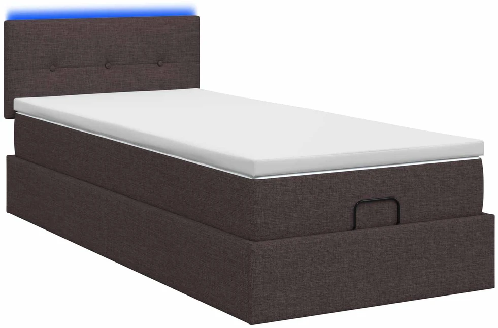 Otmana lova su matracsu ir LED Tamsiai rudas 80 x 200 cm