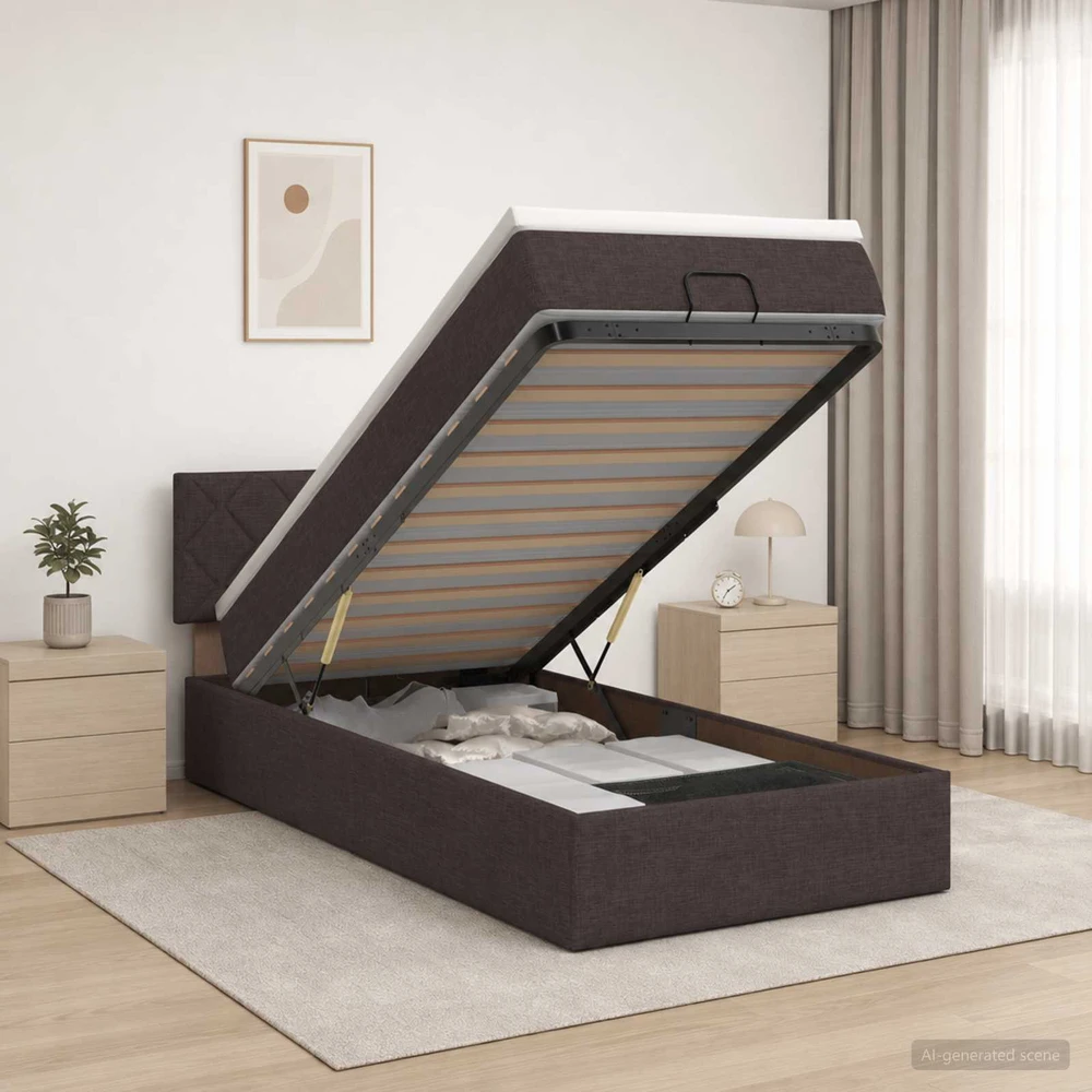 Otmana lova su matracsu ir LED Tamsiai rudas 80 x 200 cm