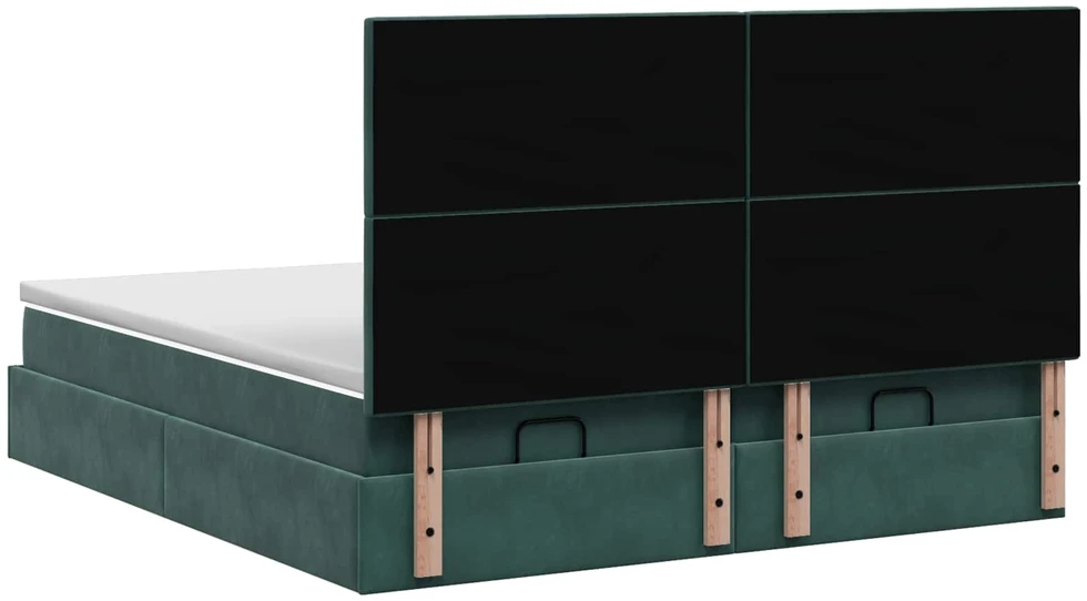 Otmana lova su matracsu ir LED Tamsiai žalia 200 x 200 cm