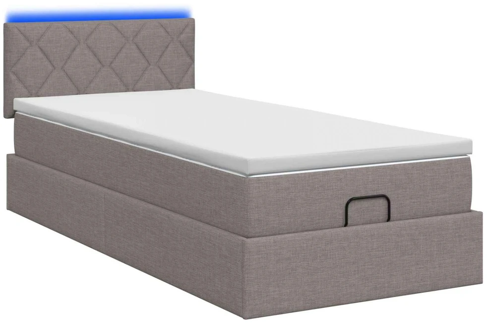 Otmana lova su matracsu ir LED Taupe 100 x 200 cm Audinys