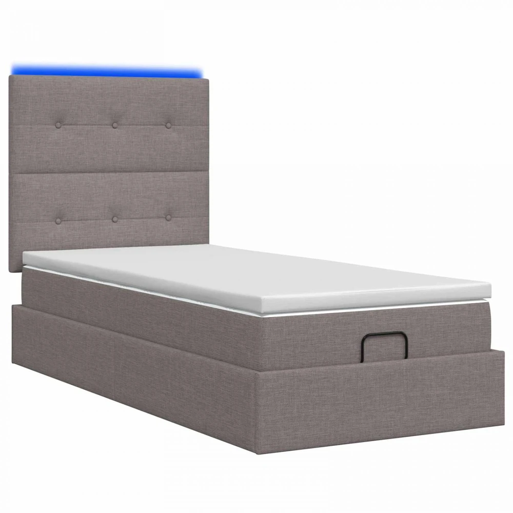 Otmana lova su matracsu ir LED Taupe 100 x 200 cm Audinys