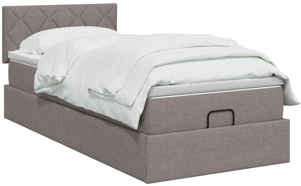 Otmana lova su matracsu ir LED Taupe 100 x 200 cm Audinys