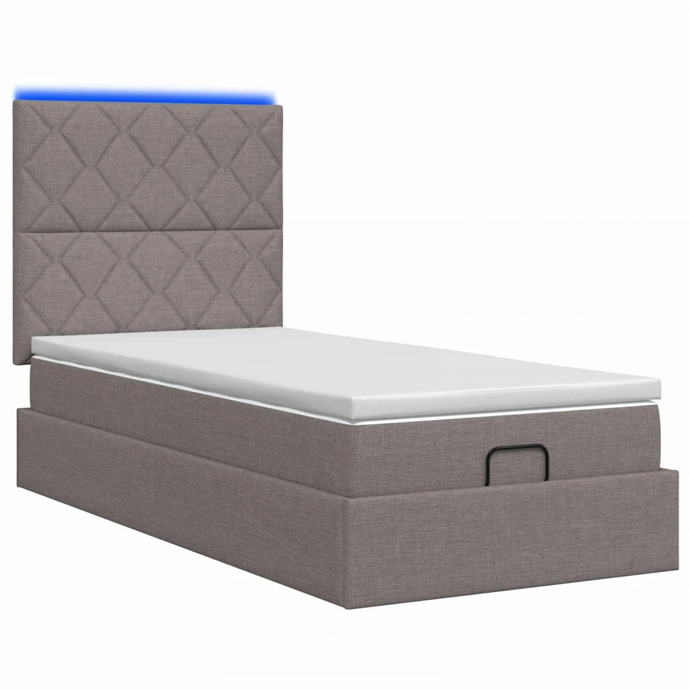 Otmana lova su matracsu ir LED Taupe 100 x 200 cm Audinys