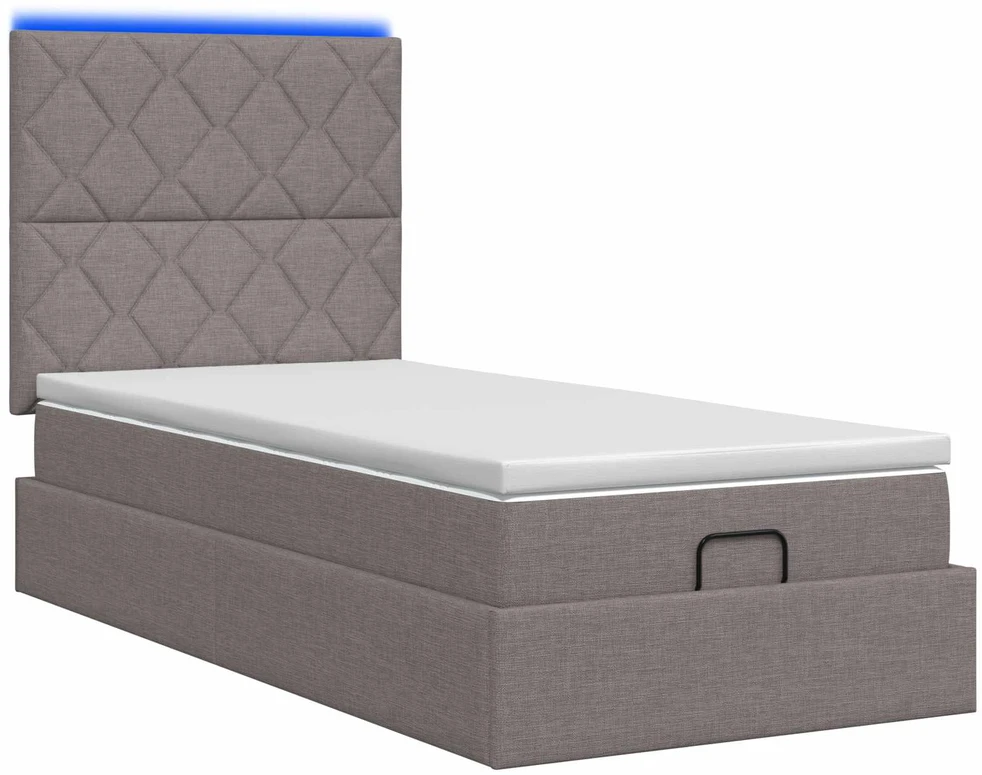 Otmana lova su matracsu ir LED Taupe 100 x 200 cm Audinys