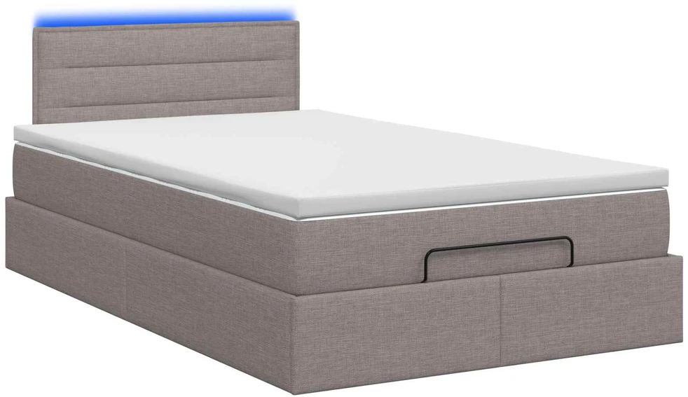 Otmana lova su matracsu ir LED Taupe 120 x 190 cm Audinys