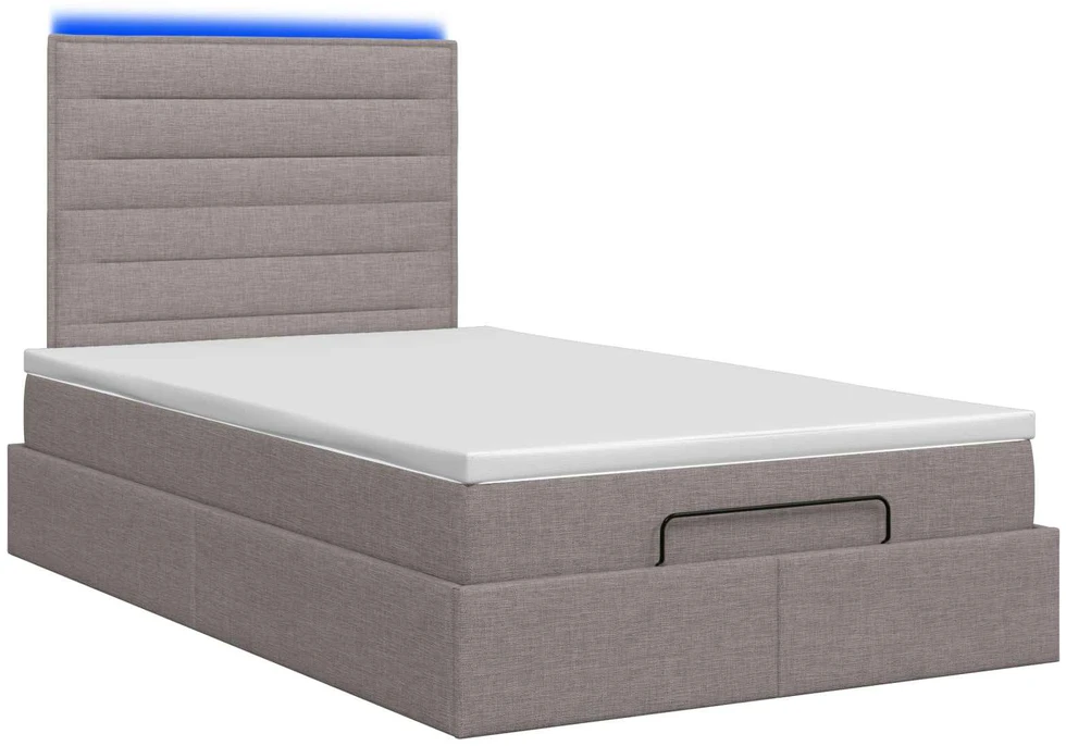 Otmana lova su matracsu ir LED Taupe 120 x 200 cm Audinys