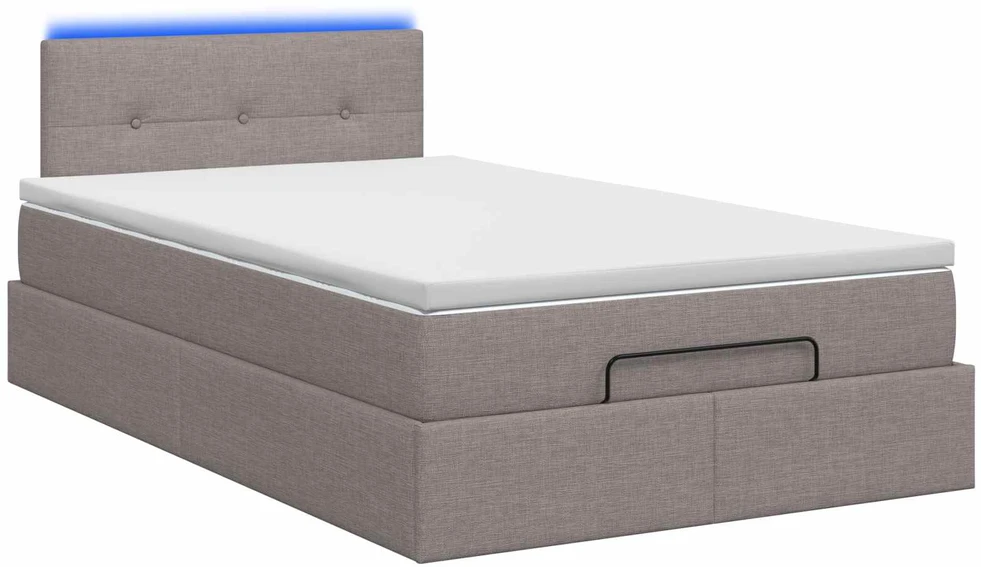 Otmana lova su matracsu ir LED Taupe 120 x 200 cm Audinys