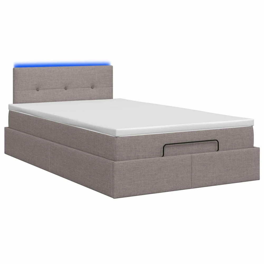 Otmana lova su matracsu ir LED Taupe 120 x 190 cm Audinys