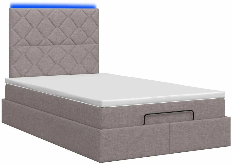 Otmana lova su matracsu ir LED Taupe 120 x 200 cm Audinys