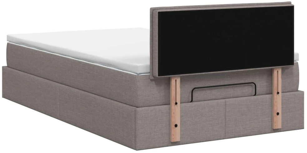 Otmana lova su matracsu ir LED Taupe 120 x 190 cm Audinys