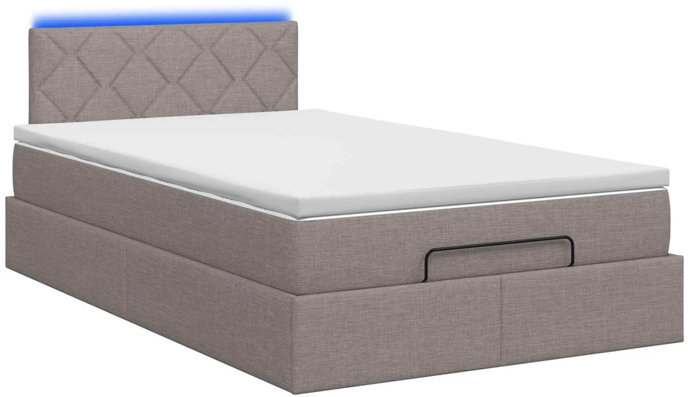 Otmana lova su matracsu ir LED Taupe 120 x 200 cm Audinys