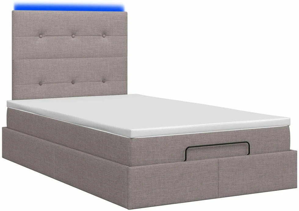 Otmana lova su matracsu ir LED Taupe 120 x 200 cm Audinys