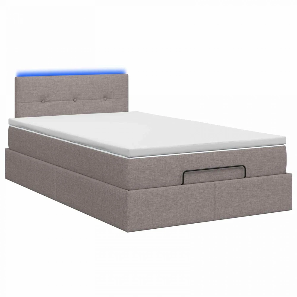 Otmana lova su matracsu ir LED Taupe 120 x 190 cm Audinys
