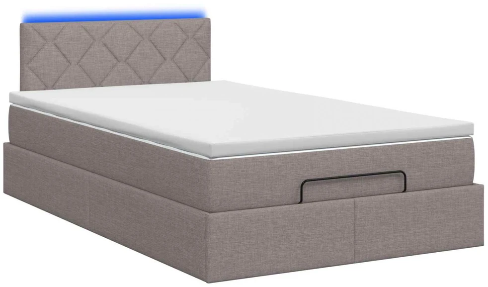 Otmana lova su matracsu ir LED Taupe 120 x 190 cm Audinys