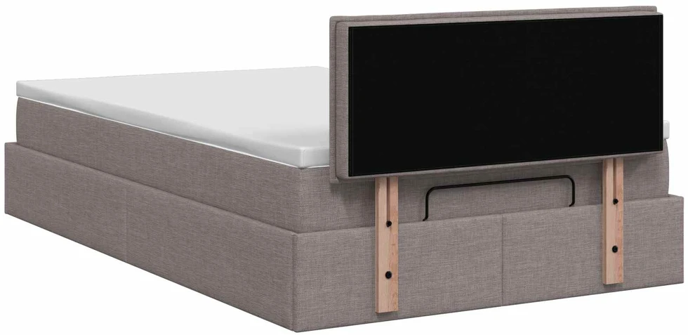 Otmana lova su matracsu ir LED Taupe 120 x 190 cm Audinys