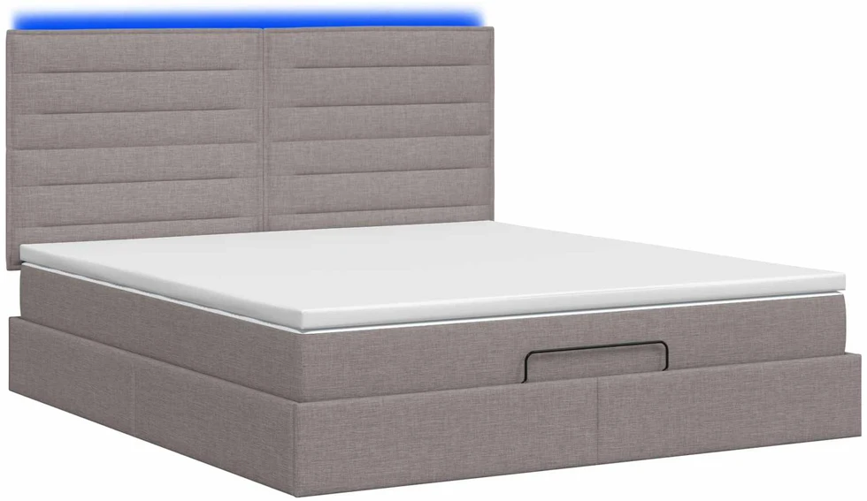 Otmana lova su matracsu ir LED Taupe 140 x 190 cm Audinys