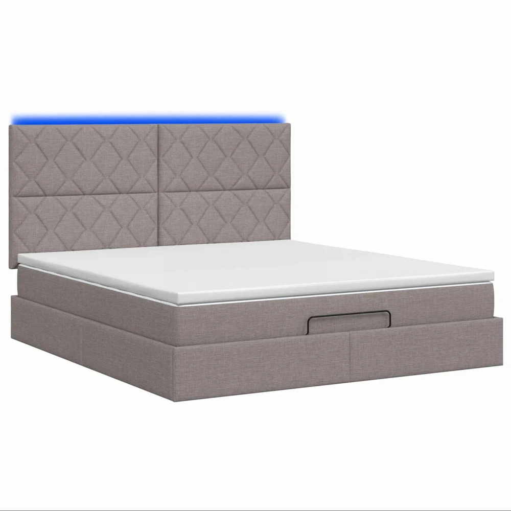Otmana lova su matracsu ir LED Taupe 140 x 200 cm Audinys
