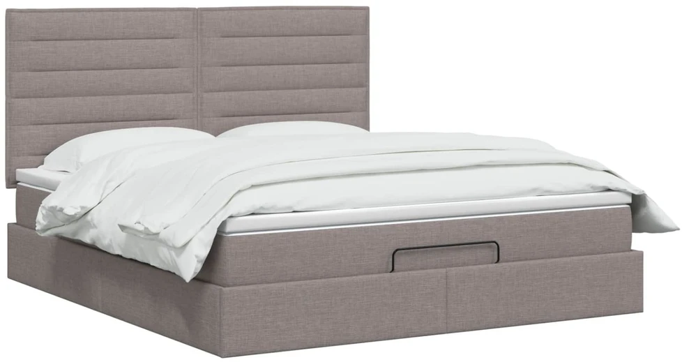 Otmana lova su matracsu ir LED Taupe 140 x 200 cm Audinys