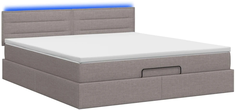 Otmana lova su matracsu ir LED Taupe 140 x 200 cm Audinys