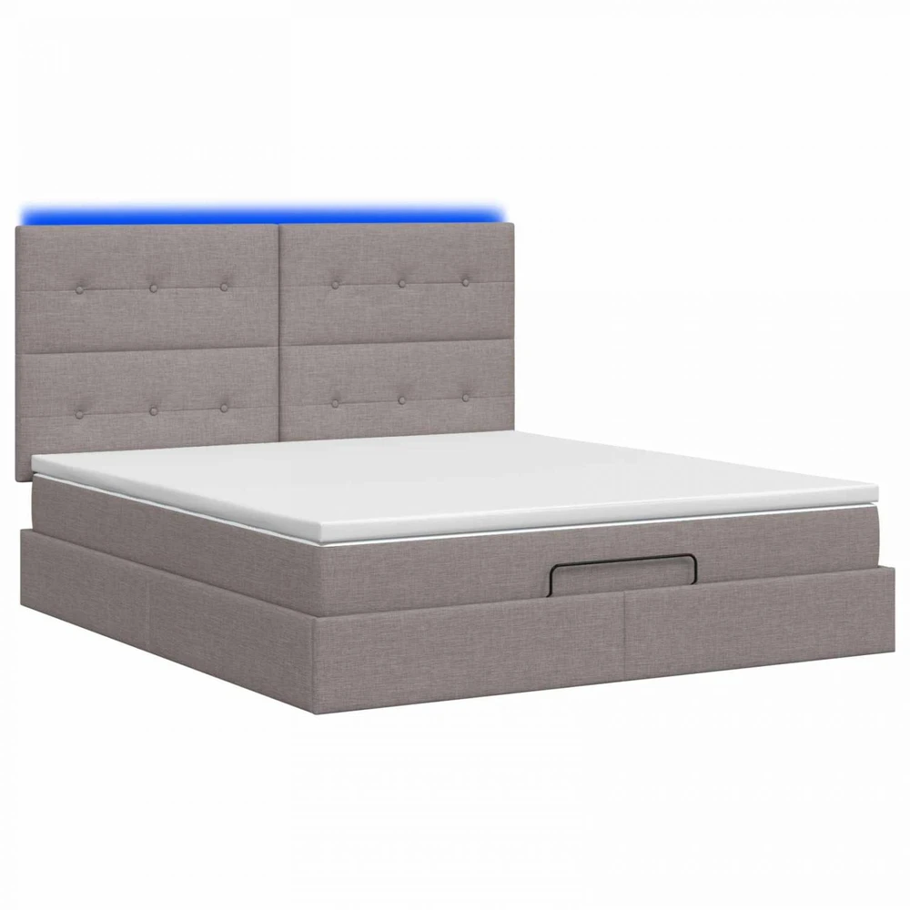 Otmana lova su matracsu ir LED Taupe 140 x 200 cm Audinys