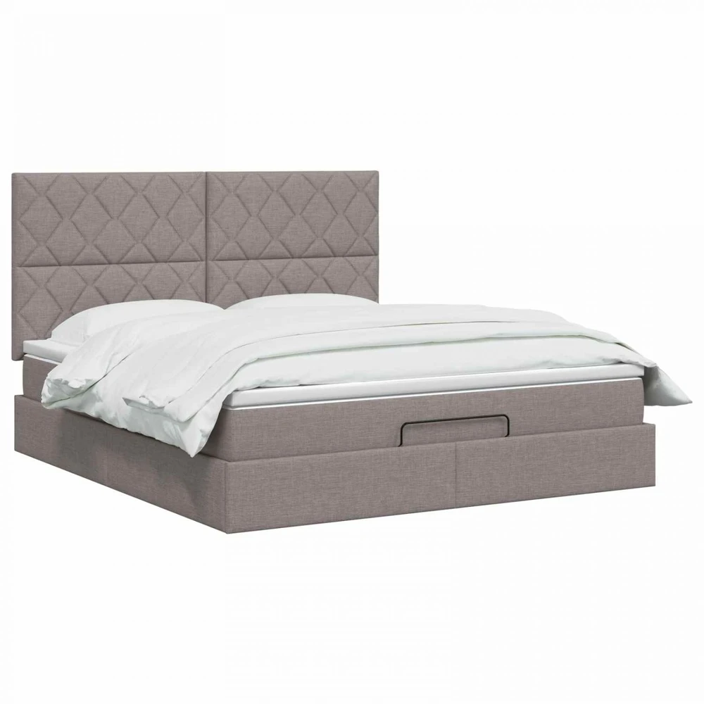 Otmana lova su matracsu ir LED Taupe 140 x 190 cm Audinys