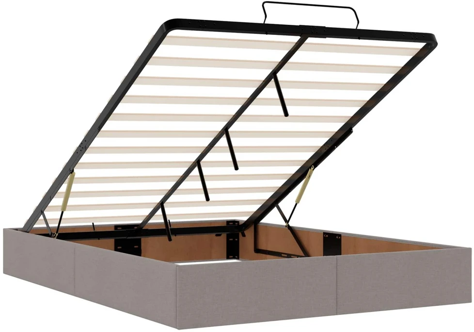 Otmana lova su matracsu ir LED Taupe 140 x 200 cm Audinys