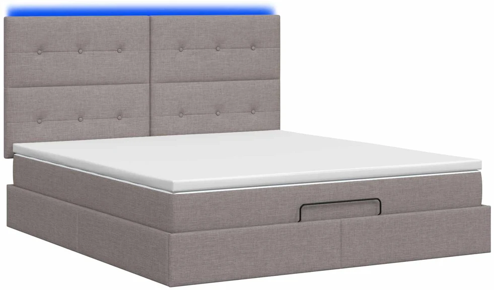 Otmana lova su matracsu ir LED Taupe 140 x 190 cm Audinys