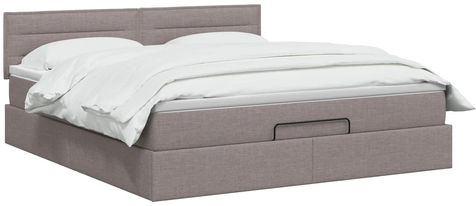 Otmana lova su matracsu ir LED Taupe 140 x 190 cm Audinys