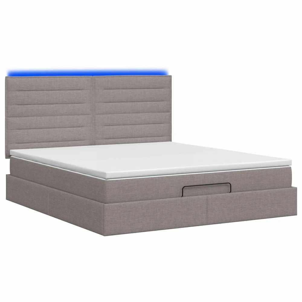 Otmana lova su matracsu ir LED Taupe 140 x 200 cm Audinys