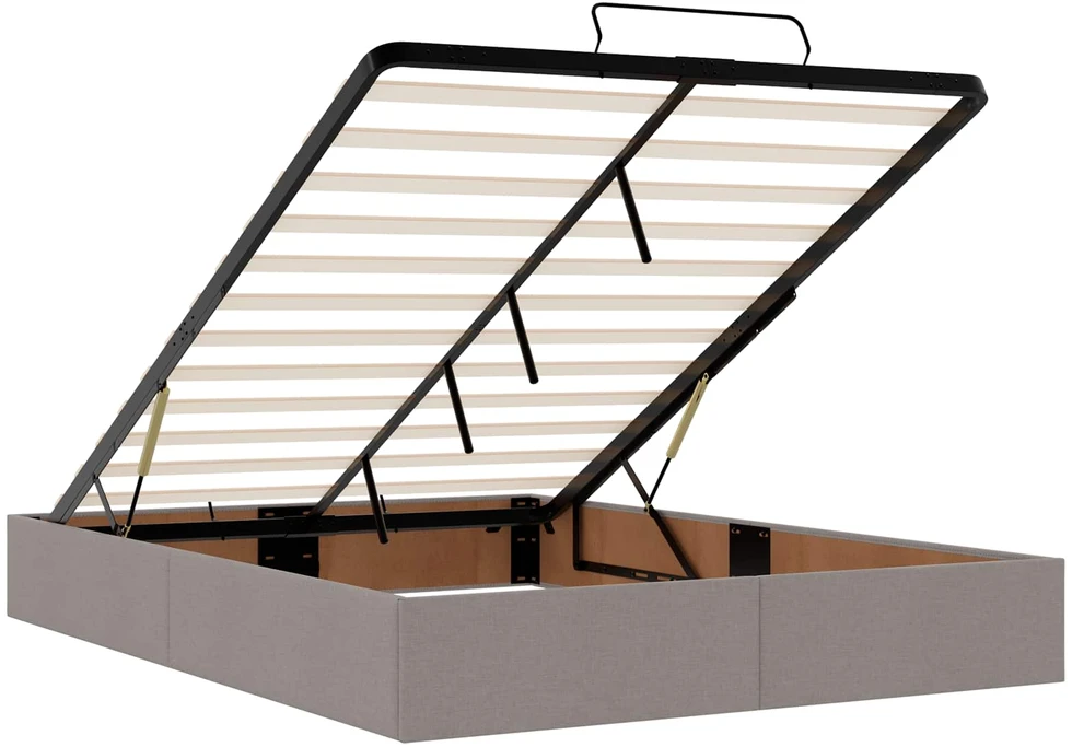 Otmana lova su matracsu ir LED Taupe 140 x 190 cm Audinys
