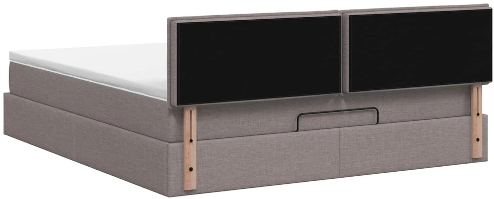Otmana lova su matracsu ir LED Taupe 140 x 190 cm Audinys