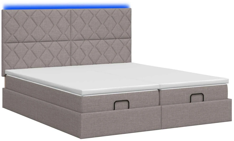 Otmana lova su matracsu ir LED Taupe 160 x 200 cm Audinys