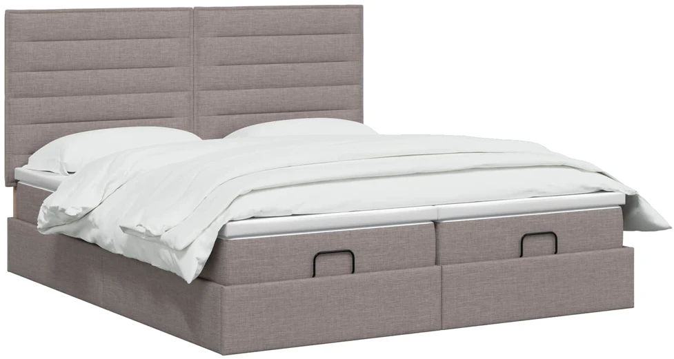 Otmana lova su matracsu ir LED Taupe 160 x 200 cm Audinys