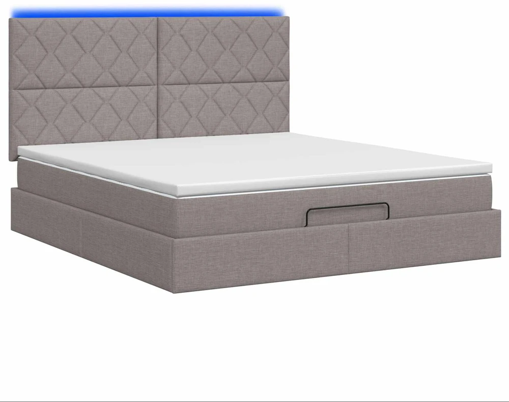 Otmana lova su matracsu ir LED Taupe 160 x 200 cm Audinys
