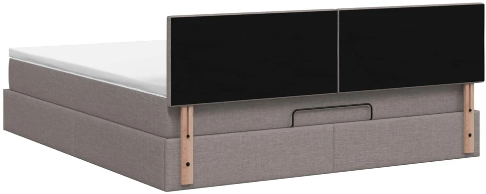 Otmana lova su matracsu ir LED Taupe 180 x 200 cm Audinys