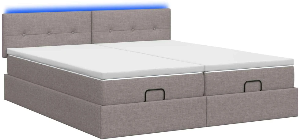 Otmana lova su matracsu ir LED Taupe 180 x 200 cm Audinys